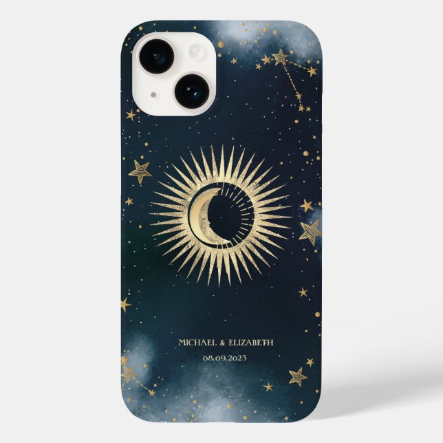 Celestial Gold Sun,Moon,Stars Night Sky  Case-Mate iPhone Case (Back)