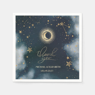 Celestial Gold Sun,Moon,Stars Night Sky Napkin
