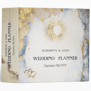 Celestial Gold Sun,Moon,Stars Watercolor Binder