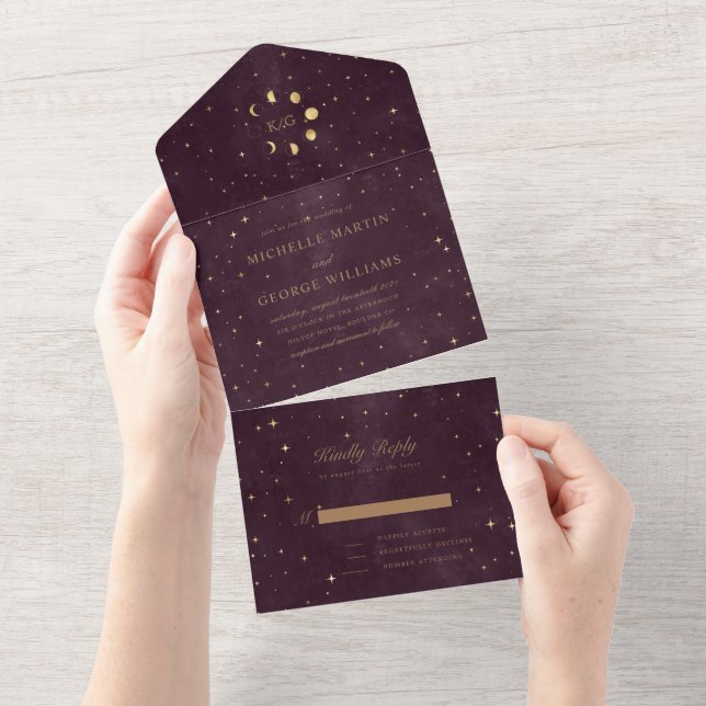 celestial gold wedding all in one invitation (Tearaway)