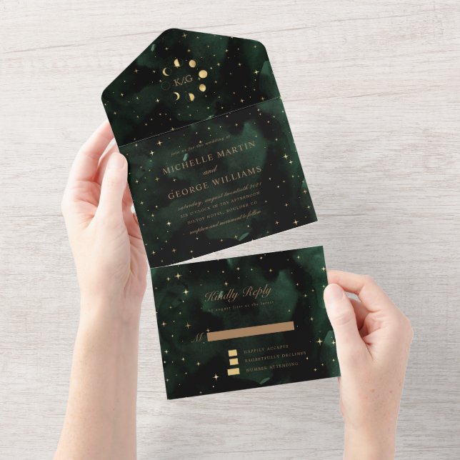 Celestial Gold Wedding All In One Invitation (Tearaway)