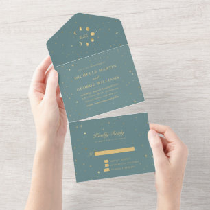celestial gold wedding (no ENV)  All In One Invitation