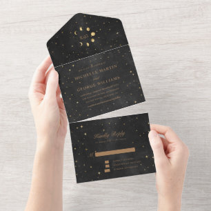 Celestial Gold Wedding (No ENV Needed) All In One Invitation