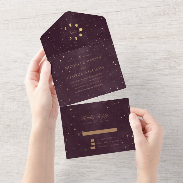 celestial gold wedding (no ENV needed) All In One Invitation (Tearaway)