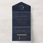 Celestial Gold Wedding (No ENV Needed) All In One Invitation<br><div class="desc">Our "Celestial Gold Wedding" collection features a beautiful crescent moon with gold stars in various designs on a velvet midnight blue background paired with elegant fonts. Easy to customize and you can choose among many more matching items from this collection in our store.</div>