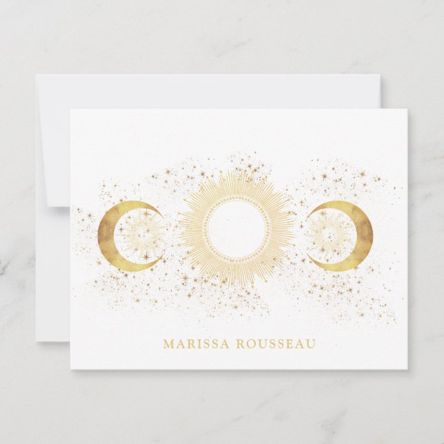Celestial Gold Whit Sun Moon  Card (Front)