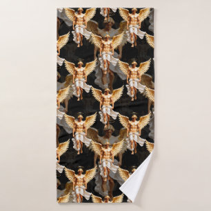 Celestial Golden Angels Pattern Design  Bath Towel