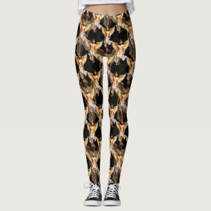 Celestial Golden Angels Pattern Design  Leggings