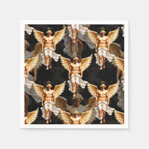 Celestial Golden Angels Pattern Design Napkin