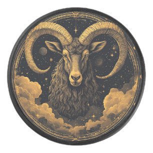 ♈ Celestial Golden Aries Shield Zodiac Gift Hockey Puck