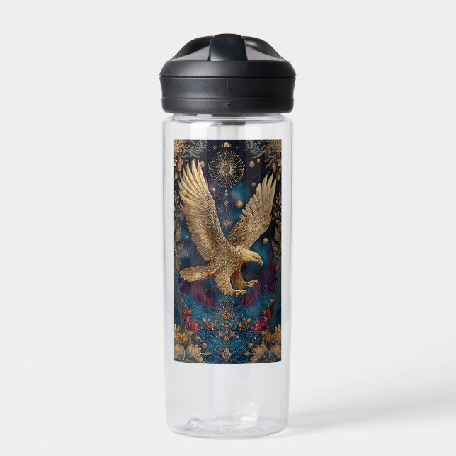 Celestial golden eagle art  water bottle (Front)