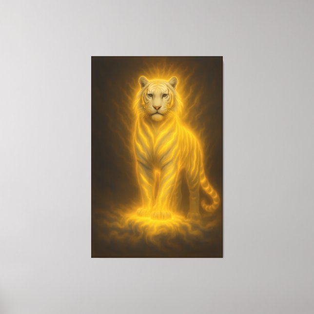 Celestial Golden White Tiger – Radiant Divine Powe Canvas Print (Front)