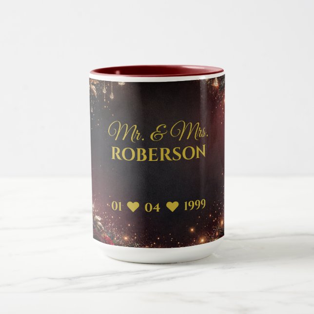 Celestial Gothci Mr. & Mrs. Wedding Date Gift Mug (Center)