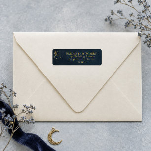 Celestial Gothic Midnight Blue Gold Return Address