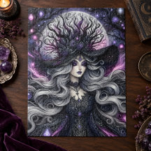Celestial Gothic Witch Purple Moon Fantasy