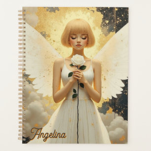 Celestial Grace Pretty Angel and Rose Personalized Planner