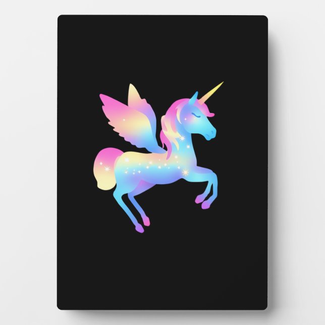 Celestial Grace The Enchanted Cute Unicorn Long Sl Plaque (Front)