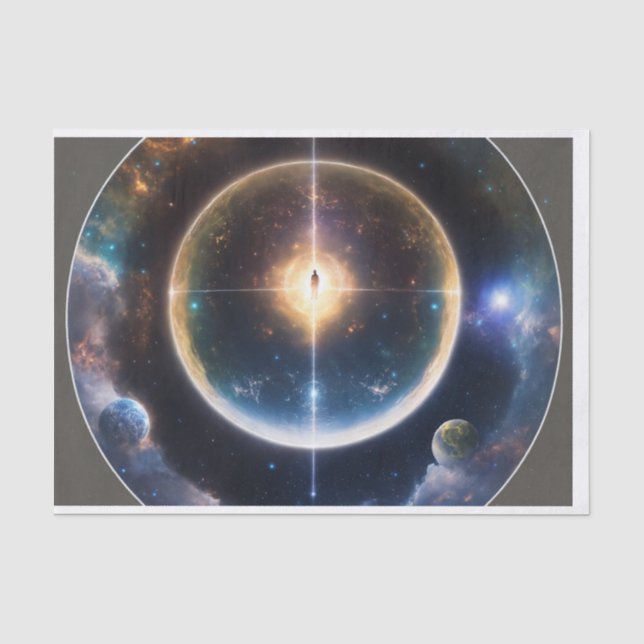 "Celestial Gravitas: Black Hole Space-Time Emblem" Tissue Paper (Front)
