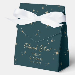 Celestial Green Gold Sun Moon Astronomy Wedding Favor Box