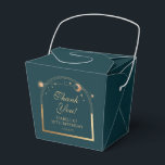Celestial Green Gold Sun Moon Stars 30th Birthday Favor Box<br><div class="desc">Celestial Green Gold Sun Moon Astronomy 30th Birthday Favour Boxes features an elegant gold sun, moon and stars with a golden frame on a green background. Inside is your custom thirtieth birthday favour box information. Personalize by editing the text in the text boxes. Designed for you by Evco Studio www.zazzle.com/store/evcostudio...</div>