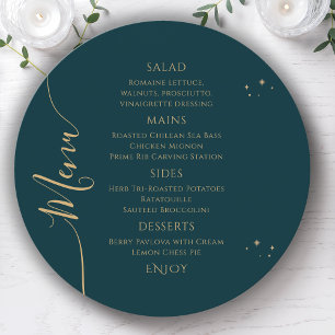Celestial Green Gold Sun Moon Stars 30th Birthday Menu