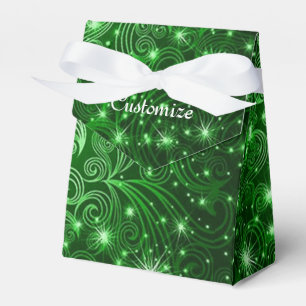 Celestial Green Swirls & Stars Tent Favour Box