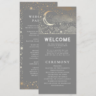 Celestial Grey and Gold Wedding Programs