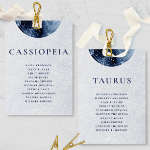 Celestial Grey Blue Seating Plan Cards Guest Names