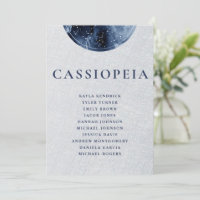 Celestial Grey Blue Seating Plan Cards Guest Names