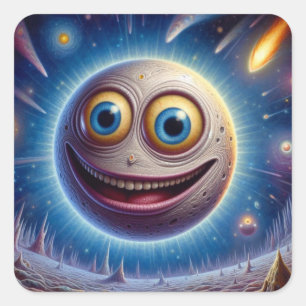 Celestial Grin Square Sticker