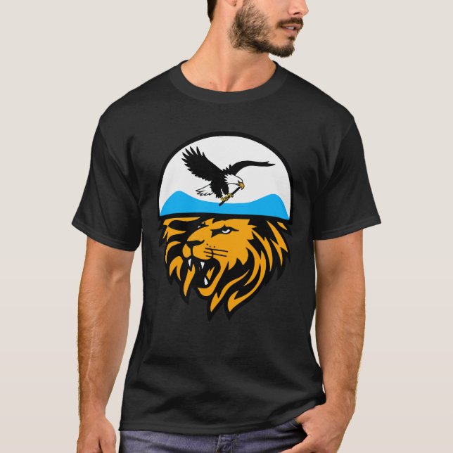 Celestial Guardian: Eagle and Lion Emblem T-Shirt (Front)