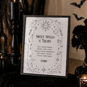 Celestial Halloween Bridal Shower Desert Menu Poster