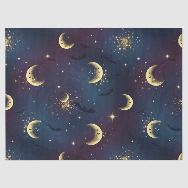 Celestial Halloween Night Bokeh - Mystical Moon Tissue Paper (Front)