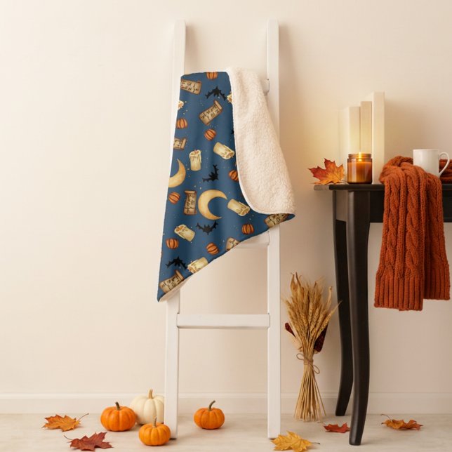 Celestial Halloween Witchy Moon Sherpa Blanket (Creator Uploaded)