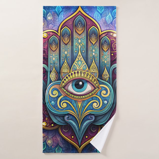Celestial Hamsa  Bath Towel (Bath Towel)