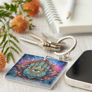 Celestial Hamsa Keychain