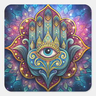 Celestial Hamsa Square Sticker