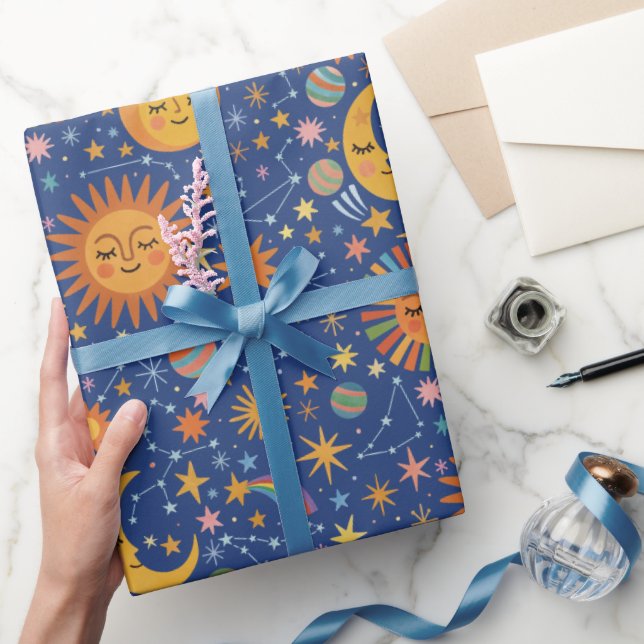 Celestial Hand Drawn Pattern - Wrapping Paper Roll (Gifting)