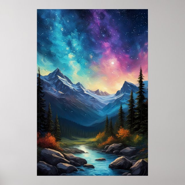 Celestial Harmony, A Breathtaking Starry Sky Poster (Front)