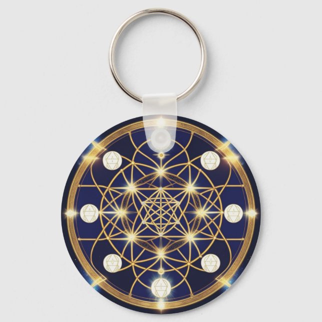 Celestial Harmony – The Light Within the Grid Keychain (Front)