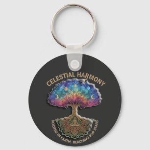 Celestial Harmony Tree - Cosmic Meditation Mandala Keychain