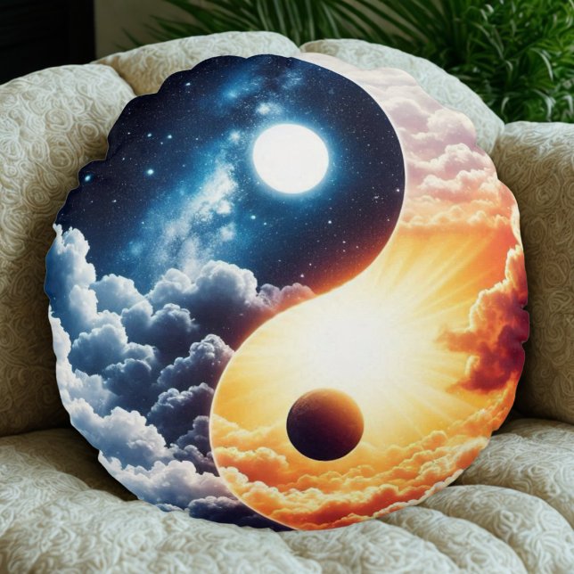 Celestial Harmony Yin Yang Round Pillow (Creator Uploaded)
