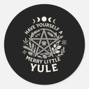 Celestial Have Yourself A Merry Little Solstice Yu Classic Round Sticker
