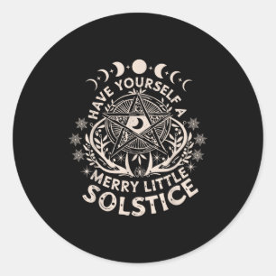 Celestial Have Yourself A Merry Little Solstice Yu Classic Round Sticker