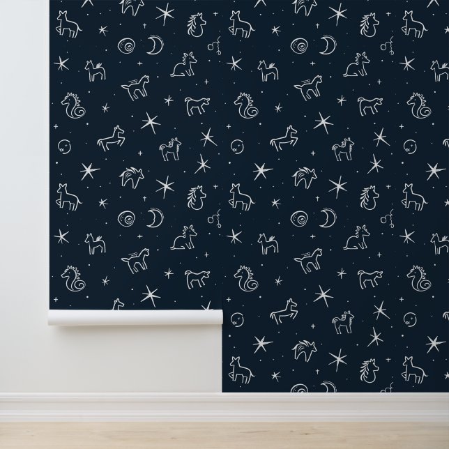 Celestial Horoscope Night Sky Pattern Wallpaper (Application)