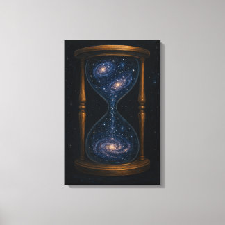 Celestial Hourglass with Flowing Galaxies Canvas Print