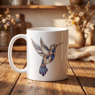 Celestial Hummingbird Mug Luxury Line Art