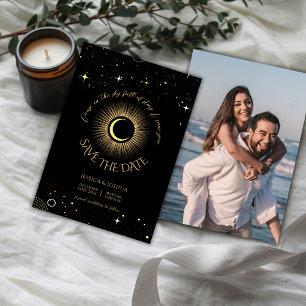 Celestial in the stars I saw you Black Photo Invitation