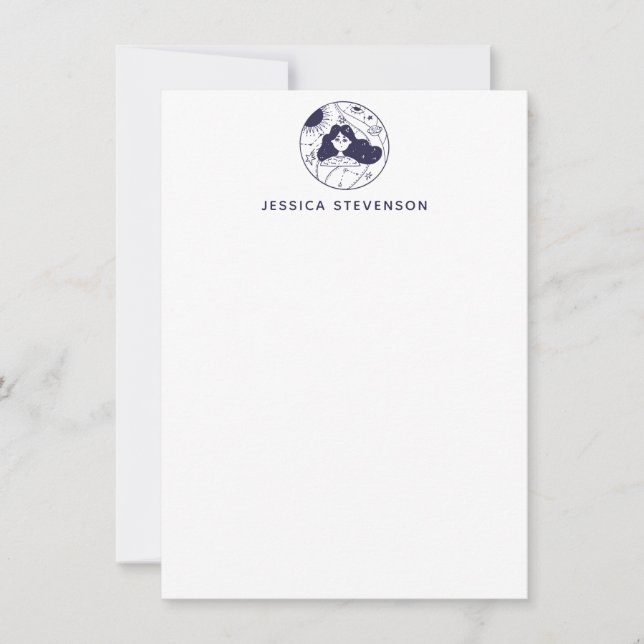 Celestial Intergalactic Space Girl Personalized Card (Front)