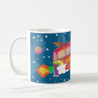 Celestial Journey - Groovy Peace Van Space Ship Coffee Mug